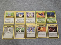 Vintage Pokemon Card Lot WOTC Base Jungle Fossil 10x Commons Trainers Cards - Image 2