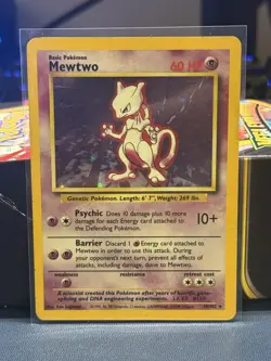 Pokemon TCG Mewtwo Base Set 10/102 Holo Unlimited Rare Card - Image 1