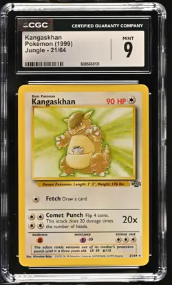 CGC 9 MINT Kangaskhan 1999 Jungle 21/64 Pokemon Card - Image 1