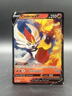Pokemon TCG Cinderace V Promo SWSH015 Ultra Rare LP Holo Card - Image 1