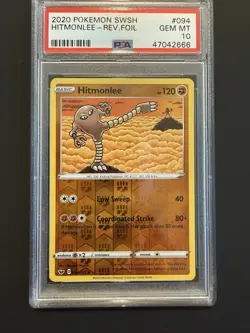 Pokemon Sword and Shield Reverse Foil Hitmonlee 094/202 Gem Mint PSA 10 - Image 1