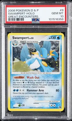2008 POKEMON DIAMOND & PEARL GREAT ENCOUNTERS #9 SWAMPERT-HOLO PSA 10 - Image 1