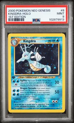 2000 Pokemon Neo Genesis Kingdra 1st Edition Holo Rare #8 PSA 9 Mint - Image 1