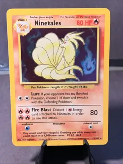 Pokemon TCG Ninetales Base Set Unlimited 12/102 Holo Rare WOTC VTG 1999 - Image 1
