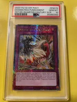 YuGiOh DOGMATIKA PUNISHMENT #RA01-EN076??PSA 10 GEM??1st ED-2023 QTR CENTURY SR - Image 1