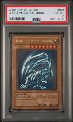 2002 Yu-Gi-Oh! Blue-Eyes White Dragon LOB SDK-001 Ultra Rare PSA 6 EX-MT - Image 1