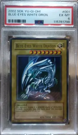 2002 Yu-Gi-Oh! Blue-Eyes White Dragon LOB SDK-001 Ultra Rare PSA 6 EX-MT - Image 3