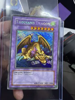 Yugioh Thousand Dragon MRD-143 Secret Rare REVERSE FOIL Misprint Error PLAYED - Image 1