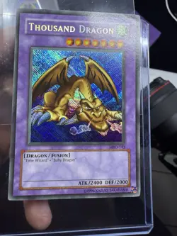 Yugioh Thousand Dragon MRD-143 Secret Rare REVERSE FOIL Misprint Error PLAYED - Image 2