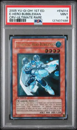 PSA 9 Elemental Hero Bubble man CRV-EN014 Ultimate Rare 1st Edition Yugioh - Image 1