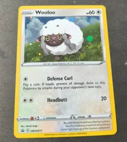 Pokemon Wooloo Black Star Promo Holo Card SWSH011 NM - Image 1