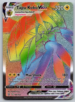 Tapu Koko VMAX (Secret) 166/163 SWSH05: Battle Styles NM Pokemon Card TCG - Image 1