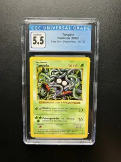 CGC 5.5 Tangela 66/102 Base Set Shadowless 1999 Pokemon Card - Image 1