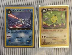 Pokemon 2 Card Lot - Dark Primape 43/82 And Dark Golduck 37/82 Team Rocket - Image 1