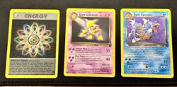 Pokemon Team Rocket 3-Card Lot Rainbow Energy, Dark Alakazam, Dark Gyarados WotC - Image 1