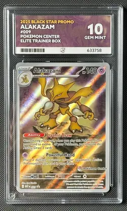 ACE 10 ALAKAZAM 009 POKEMON CENTER STAMPED PROMO MEGA EVOLUTION POKEMON CARD - Image 1