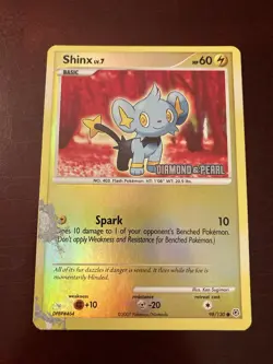 Shinx 98/130 Diamond & Pearl Stamped Reverse Holo Pokemon TCG Card DAMAGED - Image 1
