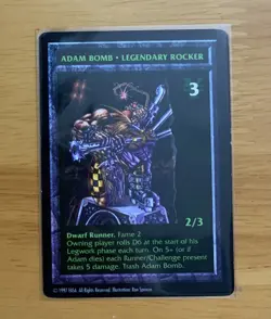 1997 Adam Bomb Legendary Rocker Promo Card Shadowrun TCG CCG - Image 1