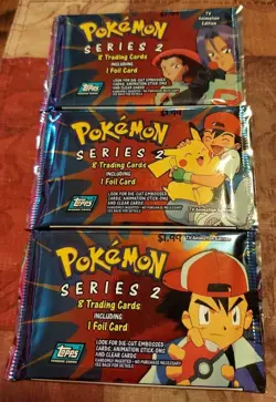 3-Topps 2000 PokemonTV Animation Series 2, 8 Trading Cards Including 1 Foil Card - Image 1