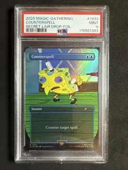 2025 MTG MAGIC THE GATHERING SECRET LAIR SPONGEBOB COUNTERSPELL FOIL PSA 9 - Image 1