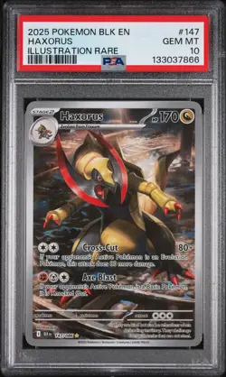 2025 POKEMON BLK EN-BLACK BOLT ILLUSTRATION RARE #147 HAXORUS PSA 10 - Image 1