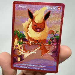 Flareon (Toast) 84/77 - Secret Art Rare Holo - PokePu V2 Fan Art - Pokemon NM - Image 1