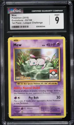 2016 Pokemon XY Evolutions League Challenge 1st Place Mew #53 CGC 9 MINT - Image 1