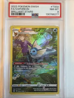 Vaporeon TG02/TG30 Swsh09: Brilliant Stars Trainer Gallery Holo PSA 8 Pokemon - Image 1