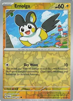 Emolga Reverse Holo 069/167 Common SV06: Twilight Masquerade NM Pokemon - Image 1