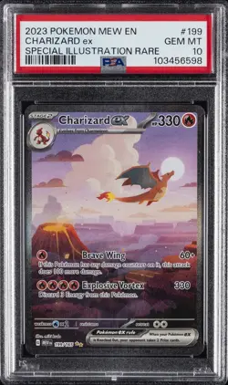 2023 POKEMON MEW EN-151 SPECIAL ILLUSTRATION RARE #199 CHARIZARD EX PSA 10 - Image 1