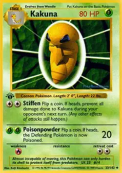 Kakuna - 33/102 - Uncommon - 1st Edition DMG, English Pokemon Base Set - Image 1