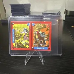 Pokemon Pokedex Raikou & Entei Flash Edition Gold Star Holo Sticker Gradeable - Image 1