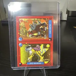 Pokemon Pokedex Raikou & Entei Flash Edition Gold Star Holo Sticker Gradeable - Image 2