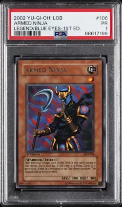 2002 YU-GI-OH! LOB-LEGEND OF BLUE EYES WHITE DRAGON 1ST ED ARMED NINJA PSA 1 - Image 1