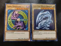 Blue-Eyes White Dragon LDK2-ENK01 & Dark Magician Common Yugioh Card Set NM - Image 1
