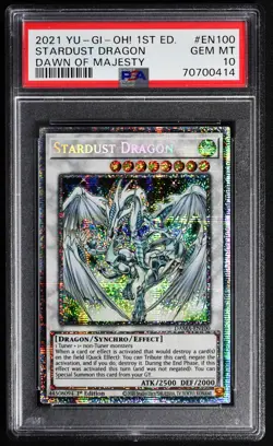 Yugioh STARDUST DRAGON DAMA-EN100 1st Edition Starlight Rare GEM MINT PSA 10 - Image 2