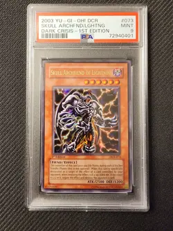 YuGiOh Skull Archfiend of Lightning Dark Crisis 1st Edition DCR-073 PSA 9 Mint - Image 1