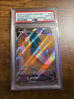 PSA 10 Charizard V SWSH050 Champion's Path ETB Black Star Promo Pokemon Card - Image 1