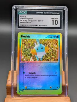 2003 Pokemon EX Ruby & Sapphire Mudkip Reverse Holo #59 CGC Gem Mint 10 - Image 1