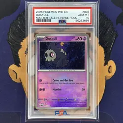 ??PSA 10 GEM MINT 2025 Pokemon Prismatic Evolutions DUSKULL #035 Master Ball - Image 2