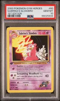 2000 POKEMON GYM HEROES 1ST ED #60 SABRINA'S SLOWBRO PSA 10 - Image 1