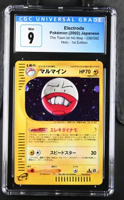 Electrode 036/092 CGC 9 MINT Holo Japanese Pokemon Town on No Map 1st Ed - Image 1