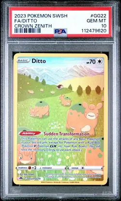2023 POKEMON SWORD & SHIELD CROWN ZENITH #GG22 FULL ART/DITTO PSA 10 - Image 1