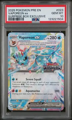 2025 Pokemon Pre En Vaporeon Ex Surprise Box Exclusive PSA 10 Gem Mint - Image 1
