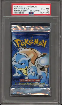 Pokemon Base Set Shadowless Blastoise Art Authentic Sealed Booster Pack PSA 10 - Image 1