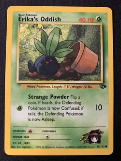 Erika's Oddish 70/132 Gym Challenge Unlimited Common WOTC Pokemon Card NM - Image 1