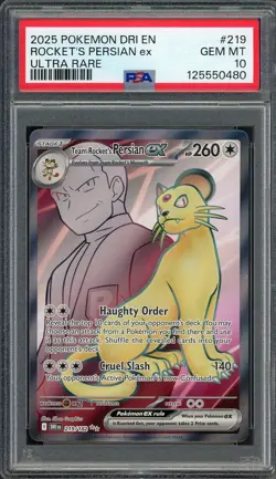 PSA 10 Team Rocket's Persian ex Destined Rivals 219/182 Holo Pokemon Card B6 - Image 1