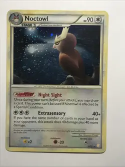 Noctowl 8/123 Holo SWIRL Rare HeartGold SoulSilver Base Set Pokemon Card LP - Image 1