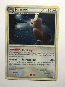 Noctowl 8/123 Holo SWIRL Rare HeartGold SoulSilver Base Set Pokemon Card LP - Image 2