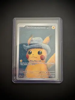 Pikachu with Grey Felt Hat 'CUSTOM MADE' Van Gogh Pokemon Promo Card - Image 1